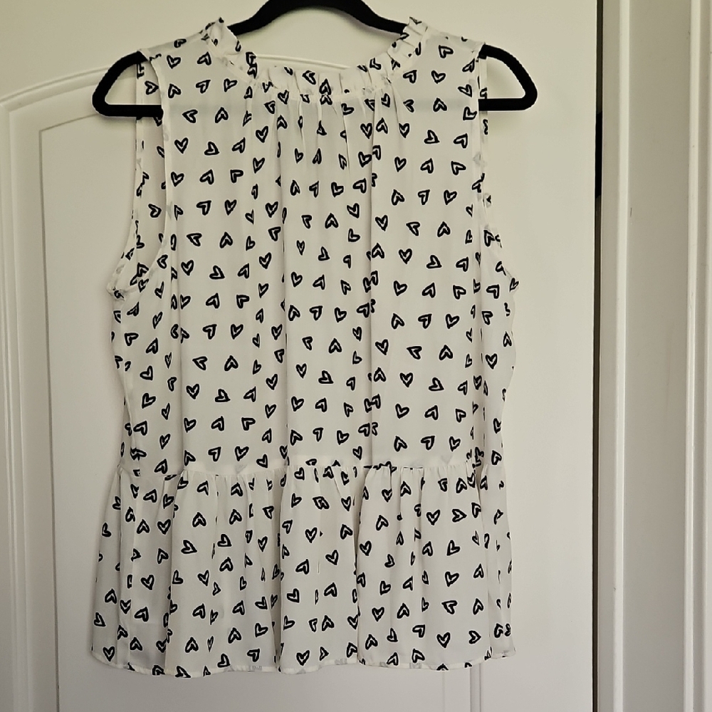Loft Sheer Heart Print Top